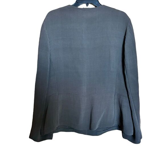 EILEEN FISHER Blazer Womens Large Brown Silk Blend Textured Long Sleeve Jacket - Picture 6 of 9